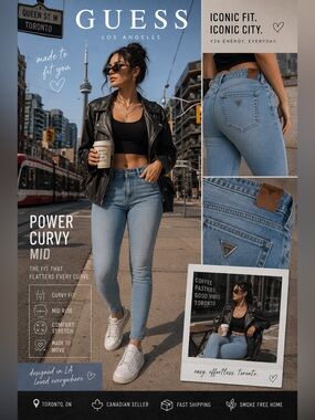 GUESS | Power Curvy Mid Rise Skinny Jeans | Size 29 | Light Wash